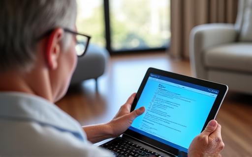 A person filling out a form on a tablet